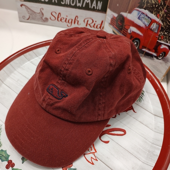 🥰GUC Vineyard Vines Unisex Wear Leather Adjustable Back Cotton Hat, Maroon, OSF - Picture 7 of 14